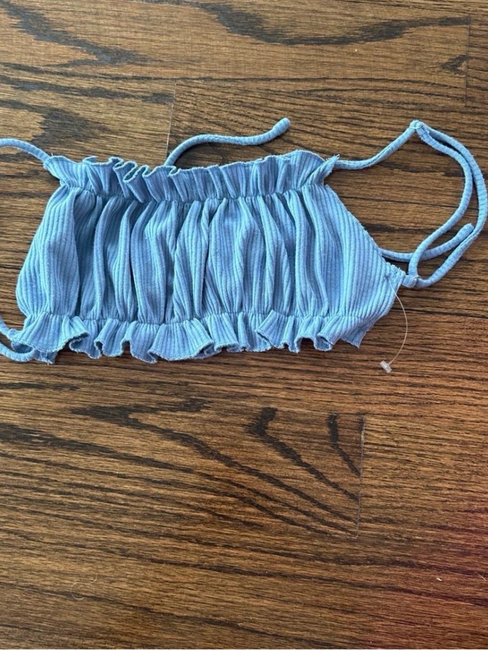 Better Be Light Blue Ribbed Ruffle Tank Top for Kids